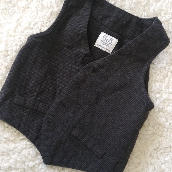 Carter's Dressy Infant Boy Vest Dark Gray Tuxedo 12 Months Size - Picture 12 of 16